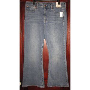 GAP New 32 14 Petite Short 70s Fit Flare Jeans Blue Denim High Rise Stretch Wide